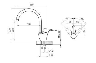 Смеситель для кухни Granula 1024, ТУРМАЛИН Турмалин